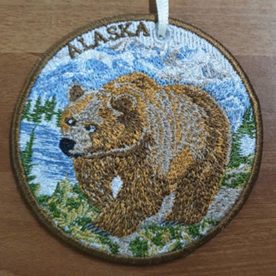 Computer Embroidery on a Round Frame – Alaska Bear